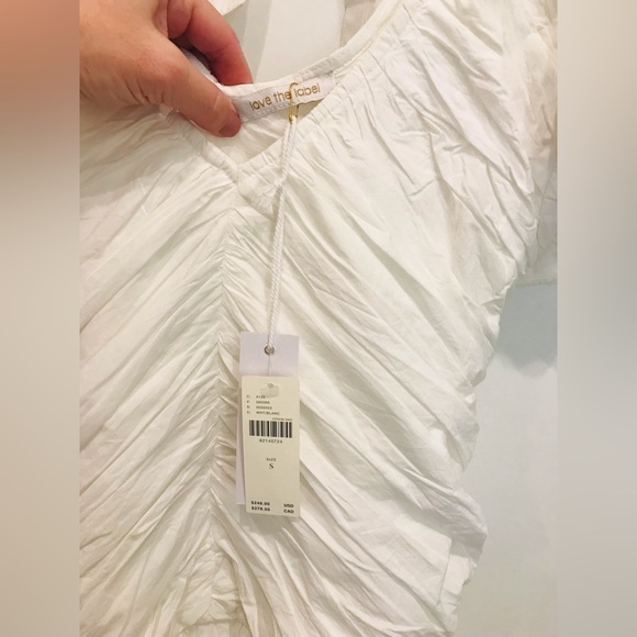 Love the label - Brand NWT White ruffled mini dress - Picture 3 of 9